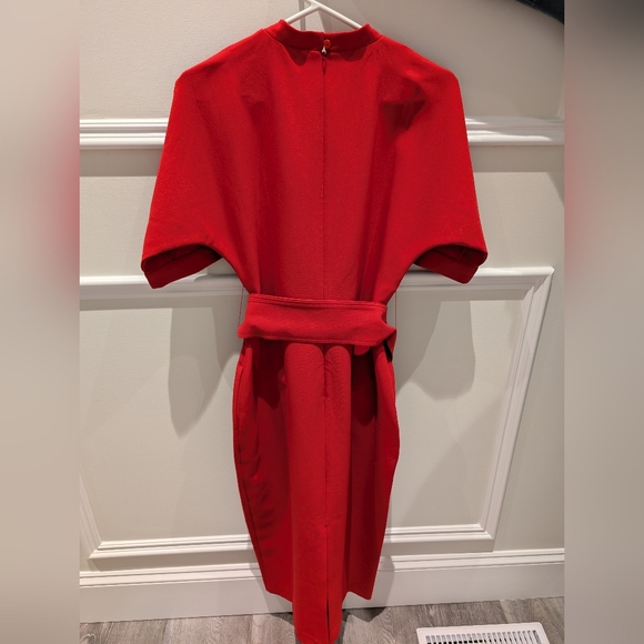 NWT Reiss Naya Belted Midi Dress In Red - Picture 8 of 9